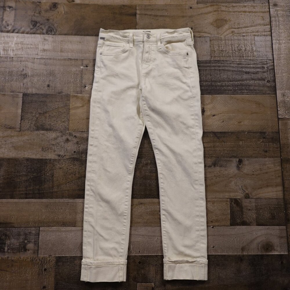 Citizens of‎ Humanity Jazmin Ankle Cuffed Slim Straight Jeans White Size 25